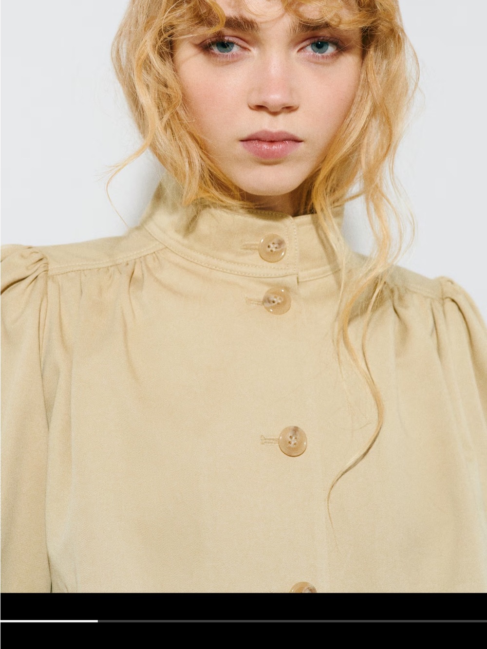 H&M Women's Light Beige High-Neck Button Trench Coat